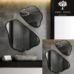 Zestaw luster o nieregularnym kształcie w ramie - MORION W RAMIE